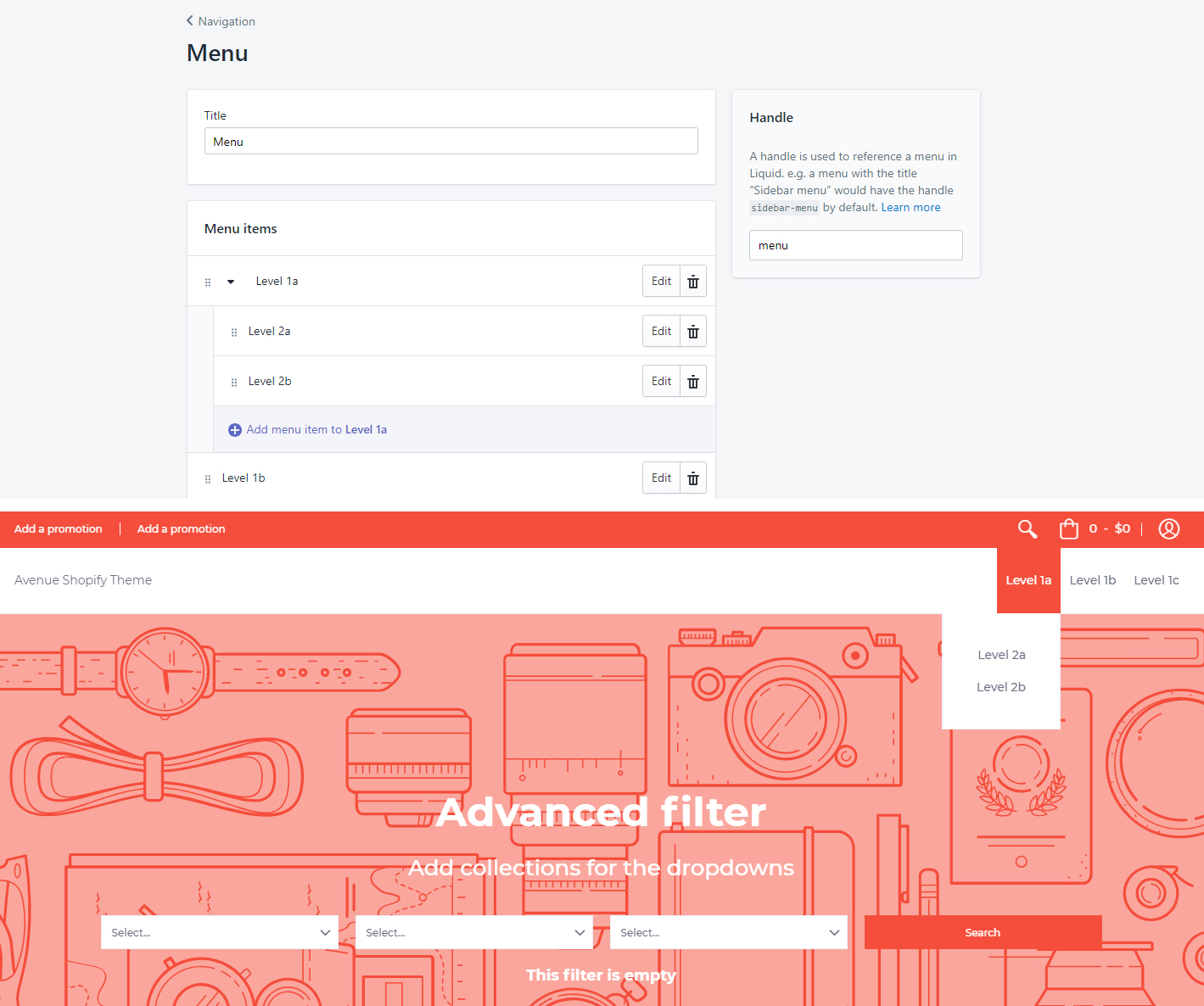 avenue-theme-single-level-dropdown.jpg